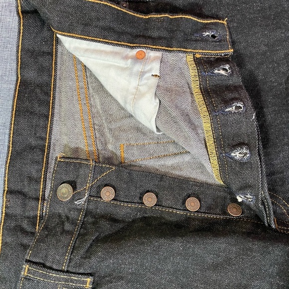 Levi’s 501 Black Denim Jeans Men’s 36x30 Button Fly Straight Leg Classic Vintage - Picture 5 of 10
